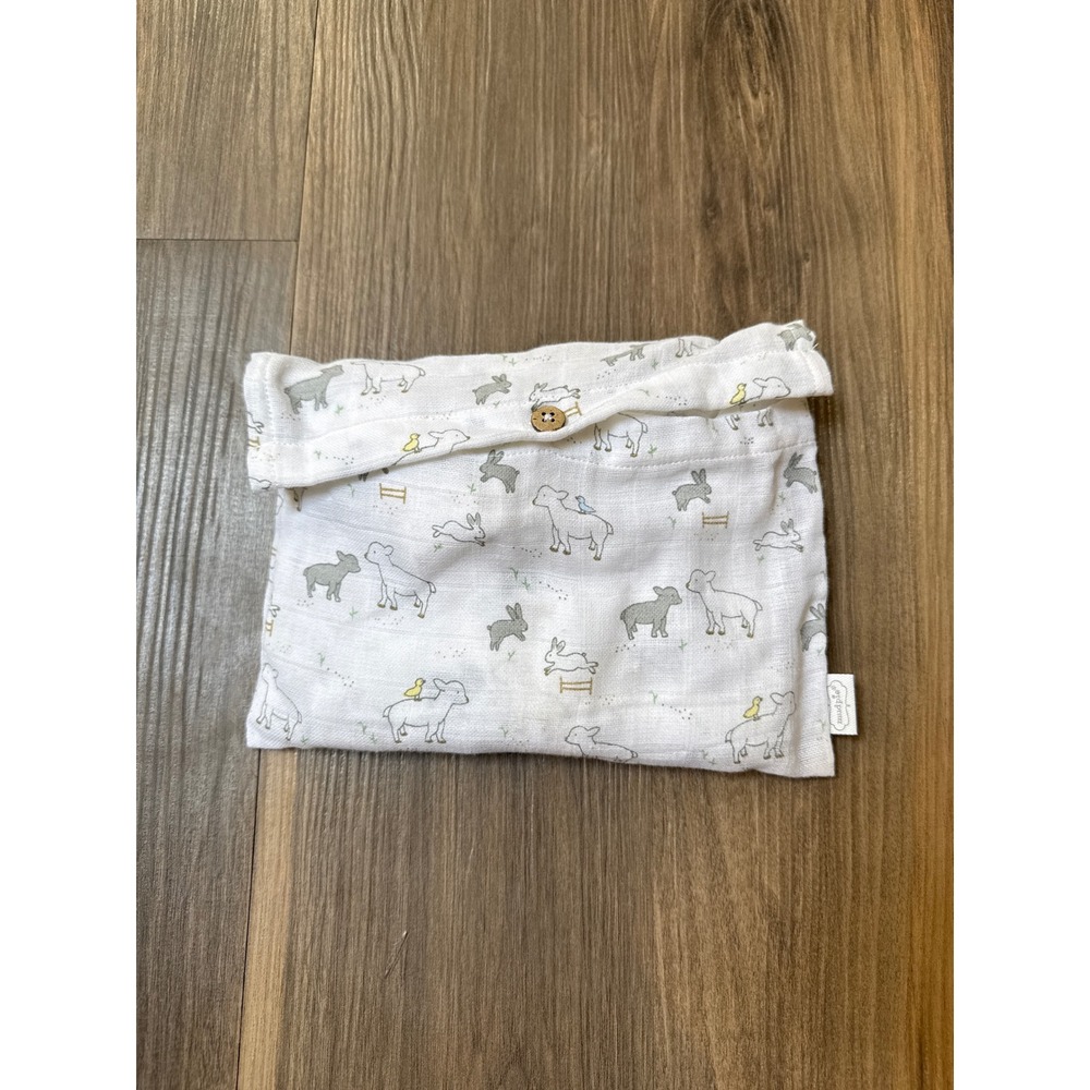 NWOT Mud Pie Muslin Sleep Sack 6-12 Months White Sheep Bunnies Cloth Bag - Picture 4 of 6